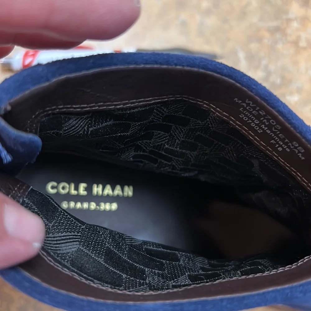 Cole Haan Blue Suede Ankle Booties with Side-Zip - Picture 8 of 13